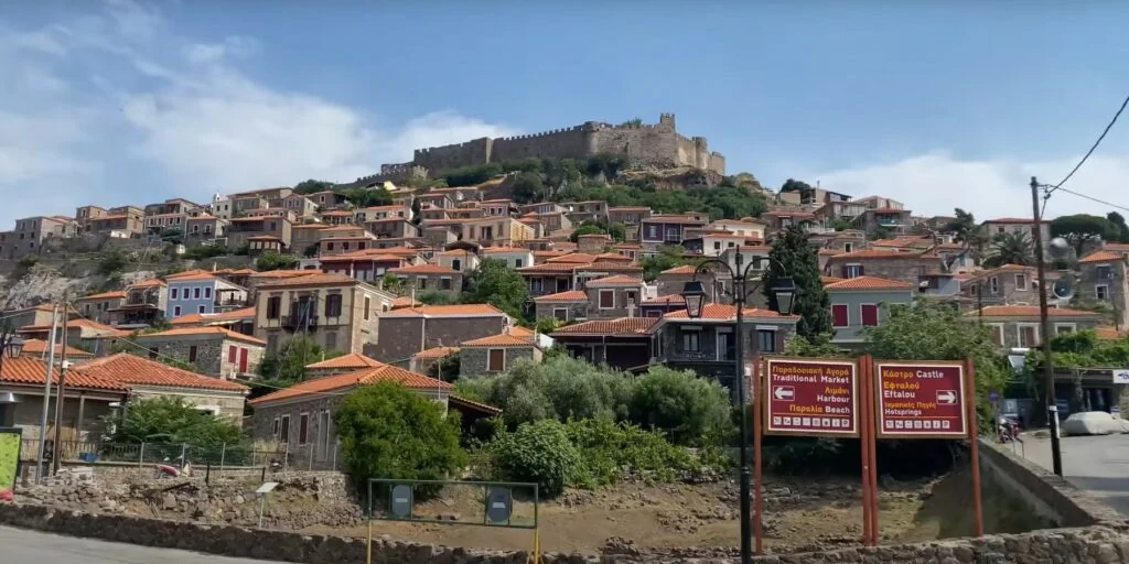 Lesvos, Molyvos ( Mythimna ) Castle and Market Town Tour Lesbos Greece Hrad
