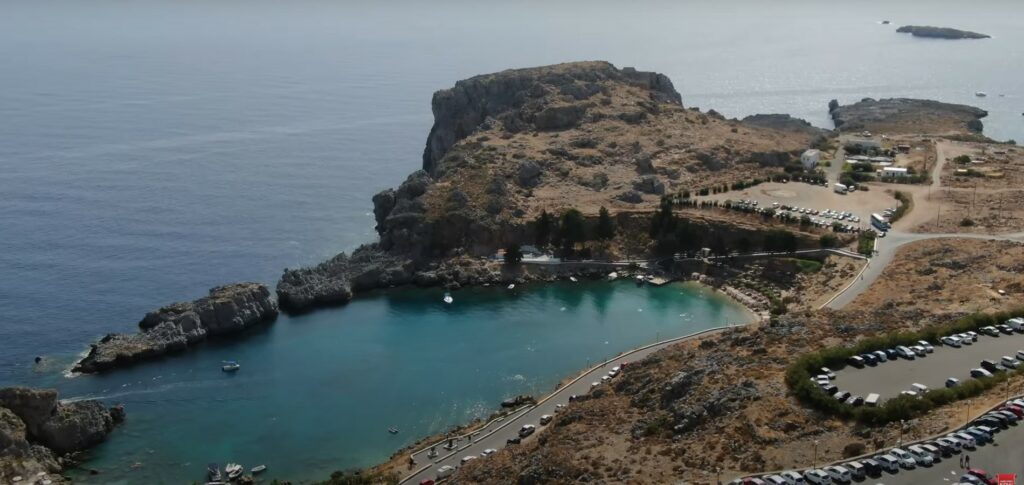 Lindos Acropolis in Rhodes zátoka