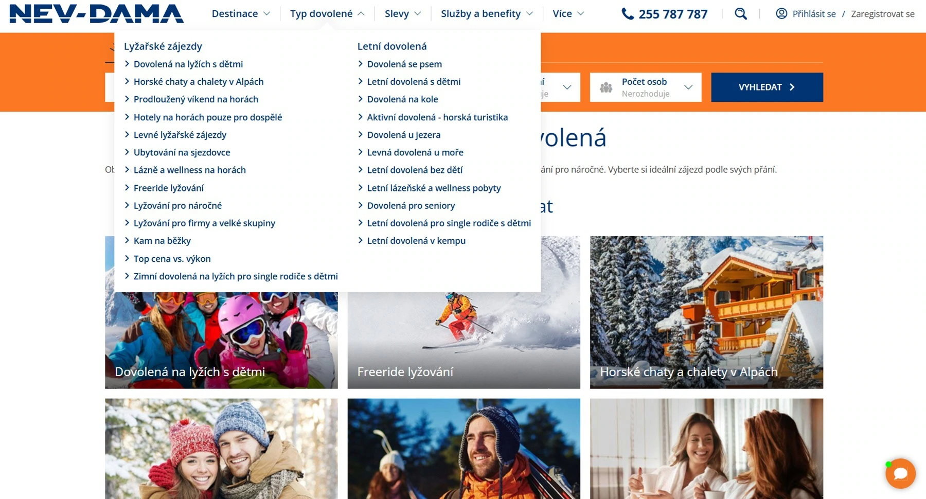 cestovní kancelář nev-dama - výběr dovolené