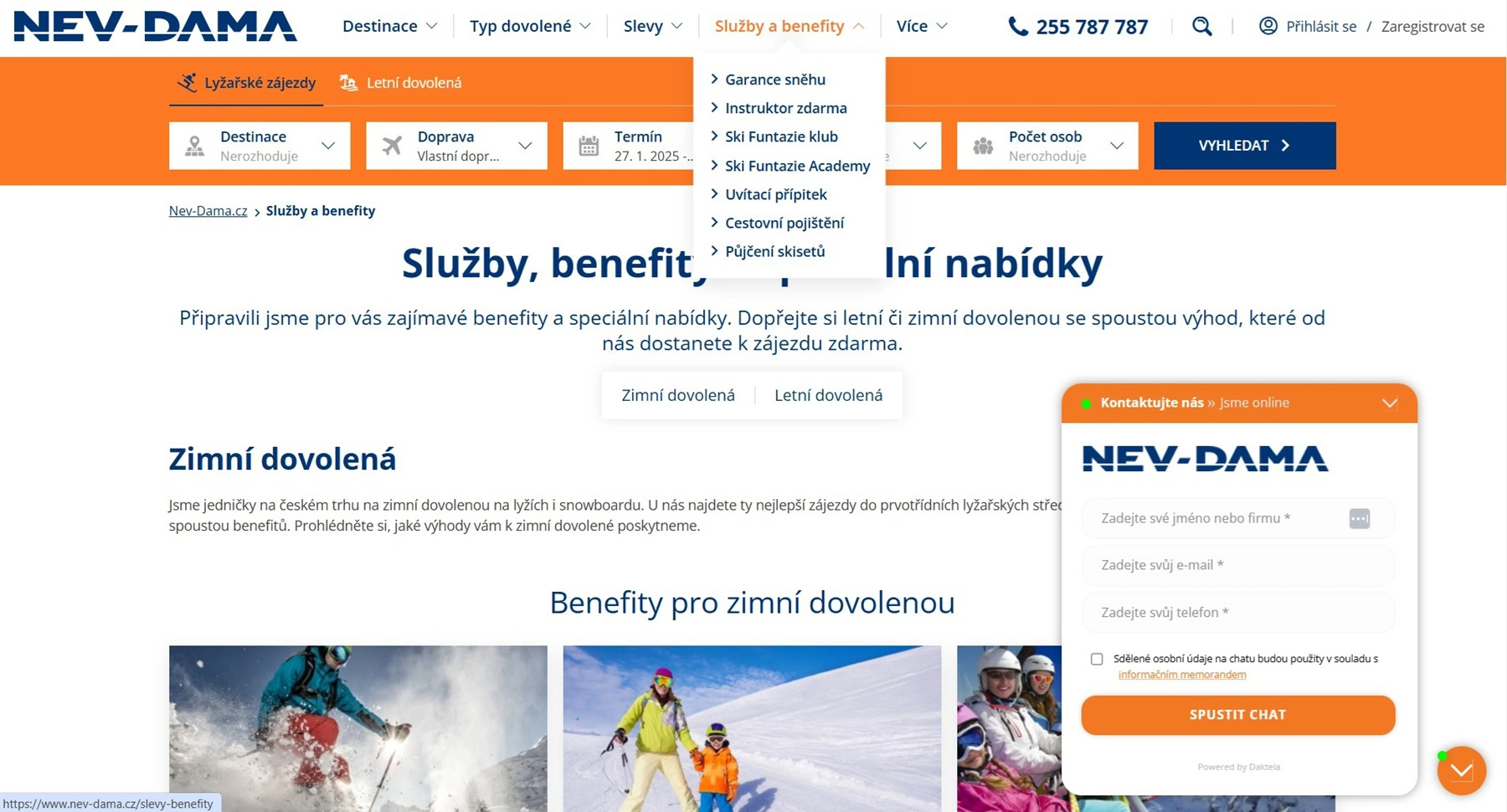 cestovní kancelář nev-dama - zákaznický servis